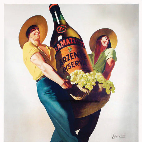 Vintage poster art of a liquor advertisement, featuring an art deco bottle as minimalist wall art canvas print.