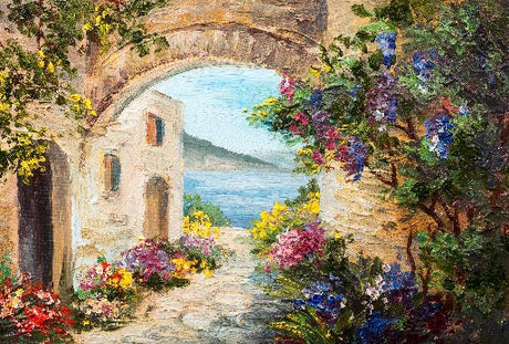 Arches collection watercolor painting of coastal plants and flowers on arch wall art
