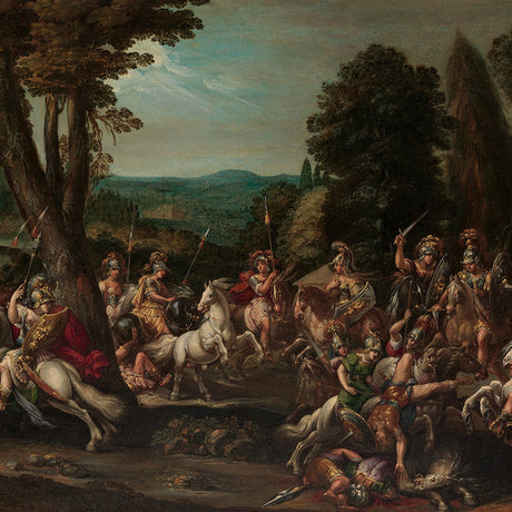 Historical horse painting from the 'Battles' collection as a canvas print, showcasing mythology in visual arts.
