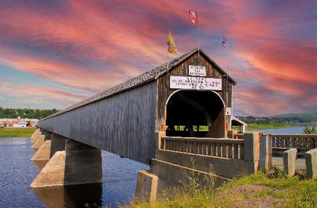 Covered bridge wall art featuring an arch bridge from nonbuilding structure types collection.