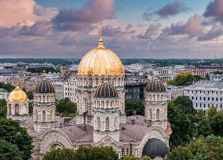 Byzantine and classical architecture in dome wall art featuring a basilica and holy place landmark