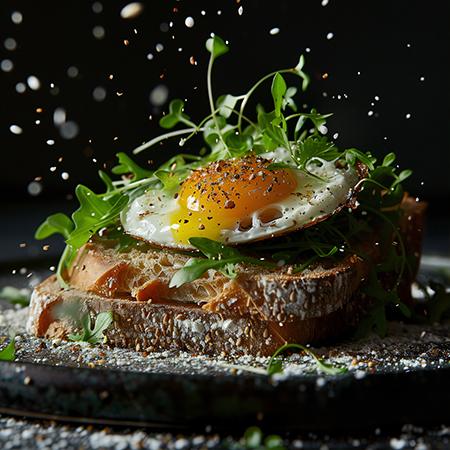Delicious breakfast wall art featuring fried egg on bread, perfect for food and cooking enthusiasts.