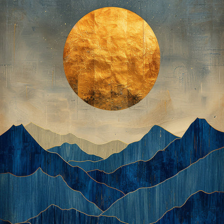 Glam collection wall art featuring a celestial event with a full moon over a mountain range canvas print.