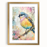 Elegant gold-framed artwork with a mat, showcasing a sophisticated front view, perfect for enhancing interior decor and adding a touch of luxury to any space.