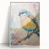 Framed acrylic artwork showcasing a modern white front view design, elegantly displayed to enhance contemporary home decor with its sleek lines and vibrant colors.