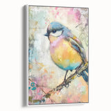 Framed white canvas showcasing a minimalist landscape design, positioned at an angle to highlight depth and texture, perfect for modern home decor.