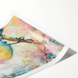 Rolled canvas print showcasing vibrant African tribal art with intricate patterns and rich colors, securely packaged in a sturdy cardboard tube for safe shipping.