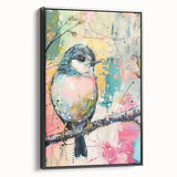 Framed black canvas artwork showcasing a modern abstract design, displayed from a side view, highlighting its sleek edges and elegant framing. Ideal for contemporary home decor.