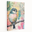 Stretched canvas print showcasing vibrant abstract art with rich colors, mounted in a sleek frame, ideal for modern home decor and artistic expression.