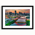 Extra large abstract art print featuring vibrant, colorful textured patterns on canvas, ideal for living room decor.