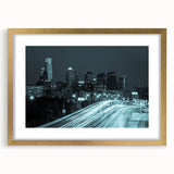 Extra large abstract art print with dynamic blue and gray textures on canvas.