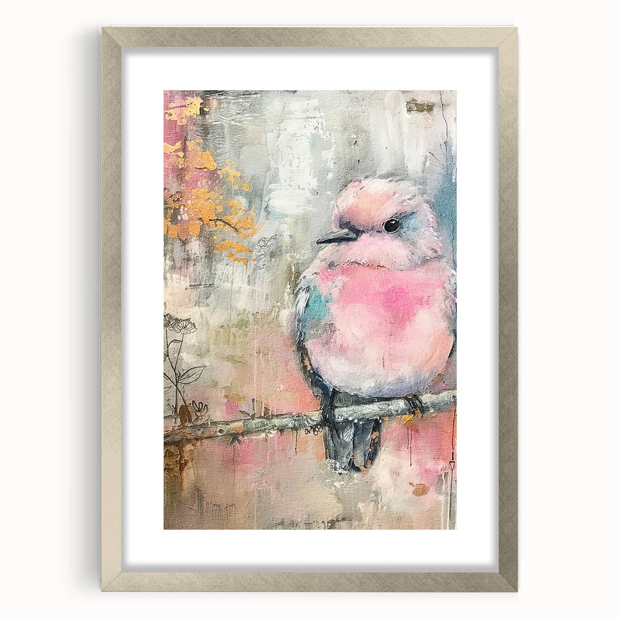 Silver photo frame with mat, showcasing a sleek front view design, ideal for displaying artwork or photographs. Perfect for modern home decor and gift-giving.