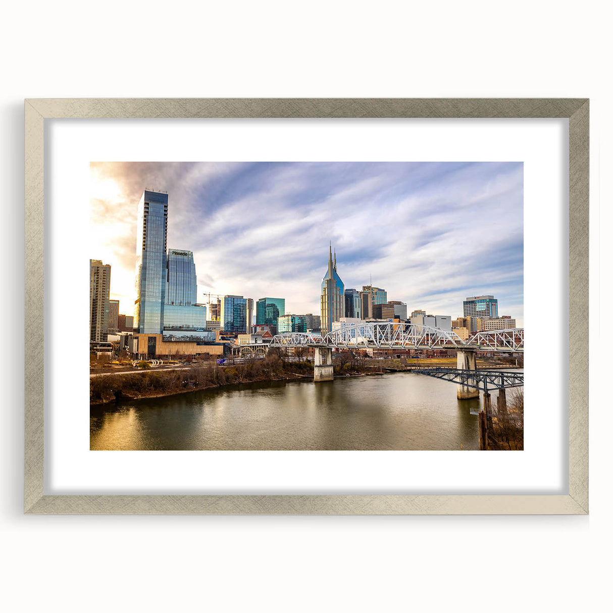 Textured abstract art print in vibrant blues and greens on canvas, suitable for adding character to a bedroom wall.