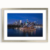 Textured abstract art print in muted gray and blue tones on canvas, ideal for modern bedroom ambiance.