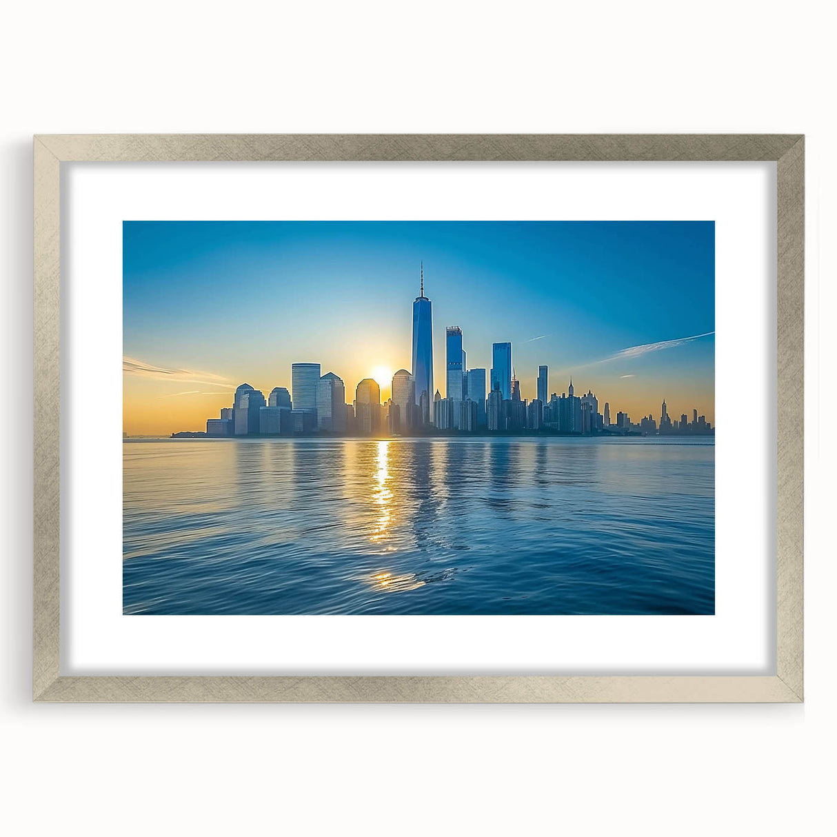 Textured abstract art print in blue and grey tones on canvas, suitable for enhancing a modern bedroom ambiance.