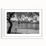 Abstract art print in vibrant blue and green tones on canvas, suitable for bedroom or dining room decor.