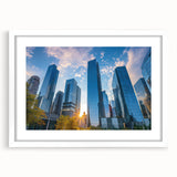 Abstract art print featuring swirling blue and gold patterns on a canvas, suitable for dining room or bedroom decor.