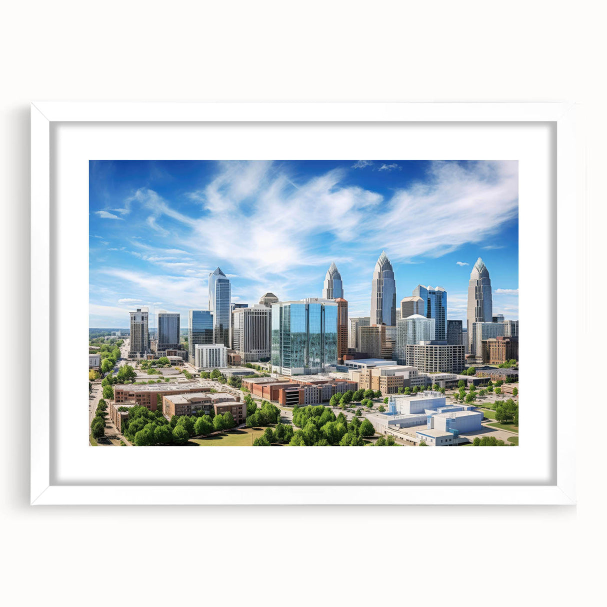 Abstract art print featuring swirling blue and white patterns on canvas, suitable for modern dining room decor.