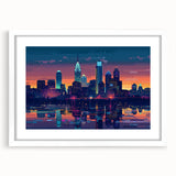 Abstract art print featuring swirling blue and white patterns on canvas, suitable for dining room or bedroom decor.