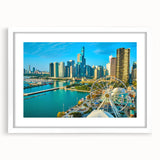 Abstract art print featuring swirling blue and green tones on canvas, suitable for bedroom or dining room decor.