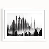 Abstract art print featuring swirling blue and grey tones on canvas, suitable for modern bedroom or dining room decor.