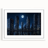 Abstract art print featuring swirling blue and gray tones on canvas, suitable for modern dining room decor.