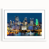 Abstract art print featuring swirling blue and green patterns on a canvas, ideal for modern dining room decor.