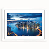 Abstract art print featuring swirling blue and white patterns on a canvas, ideal for modern bedroom or dining room decor.