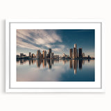 Abstract art print featuring swirling blue and grey tones on canvas, ideal for modern dining room decor.