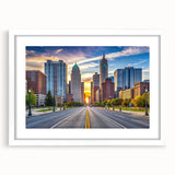 Abstract art print featuring swirling blue and gray tones on a rolled canvas, suitable for dining room or bedroom decor.