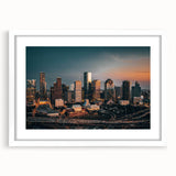 Abstract art print featuring swirling blues and grays on canvas, suitable for bedroom or dining room decor.