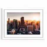 Abstract art print featuring swirling blue and grey tones on a rolled canvas, suitable for bedroom or dining room decor.