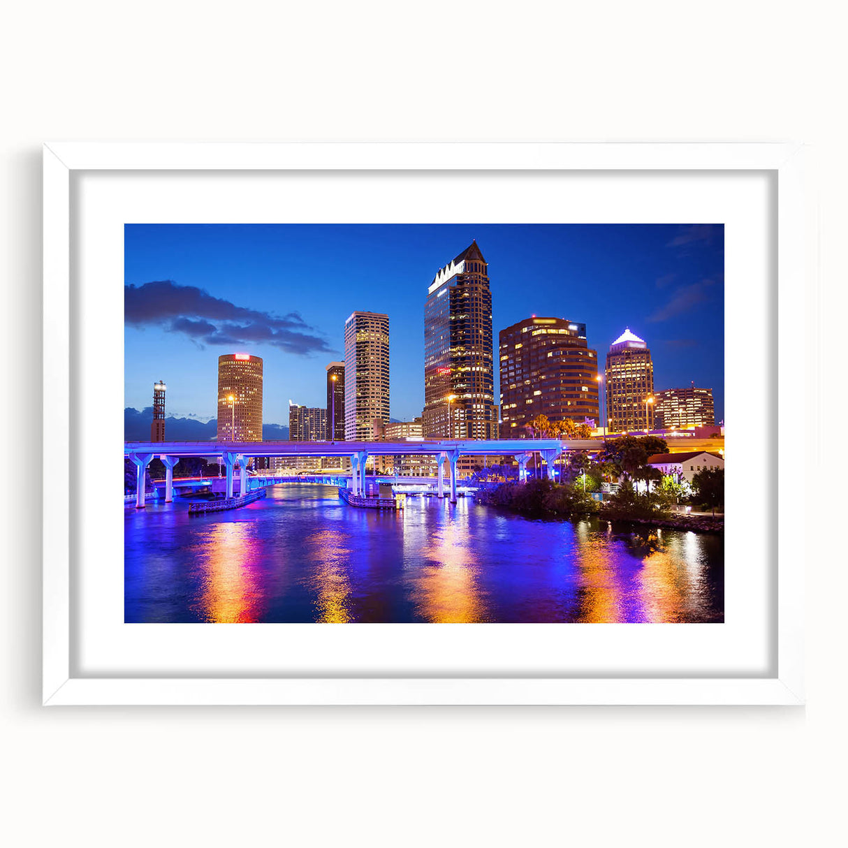 Abstract art print featuring swirling blue and green tones on canvas.