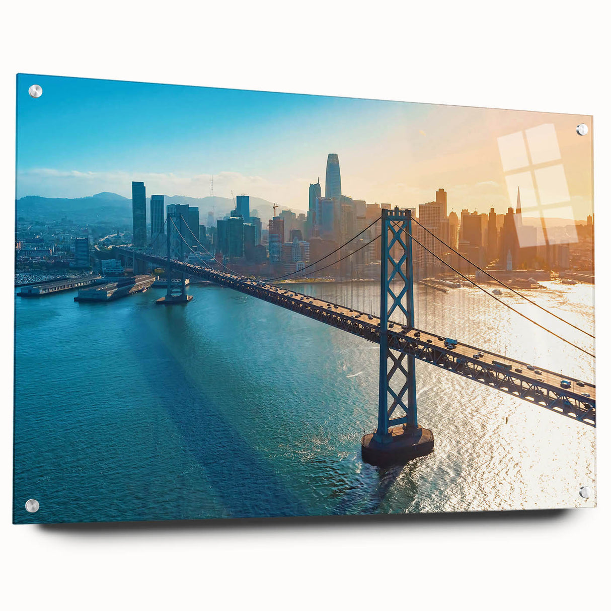 Large abstract wall art in vibrant blue and green tones on canvas.