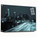 Large abstract wall art in vibrant blues and oranges on canvas, suitable for bedroom or dining room decor.