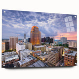 Large abstract wall art in muted gray and blue tones on canvas, suitable for bedroom or dining room decor.