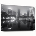 Large abstract wall art on canvas featuring swirling blue and gray tones, suitable for modern bedroom or dining room decor.
