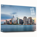 Large abstract wall art featuring swirling blue and gray tones on canvas, suitable for bedroom or dining room decor.