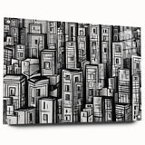 Large abstract wall art featuring swirling blue and grey tones on canvas, suitable for bedroom or dining room decor.