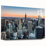 Large abstract wall art in vibrant blue and orange tones on canvas, suitable for bedroom or dining room decor.