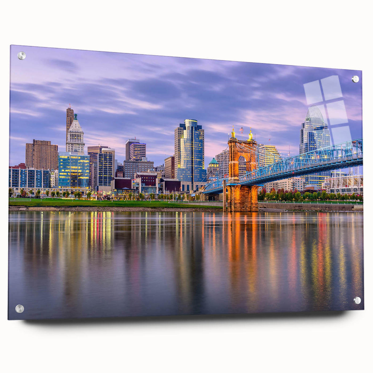 Large abstract wall art in blue and gold tones on canvas, ideal for bedroom or dining room decor.