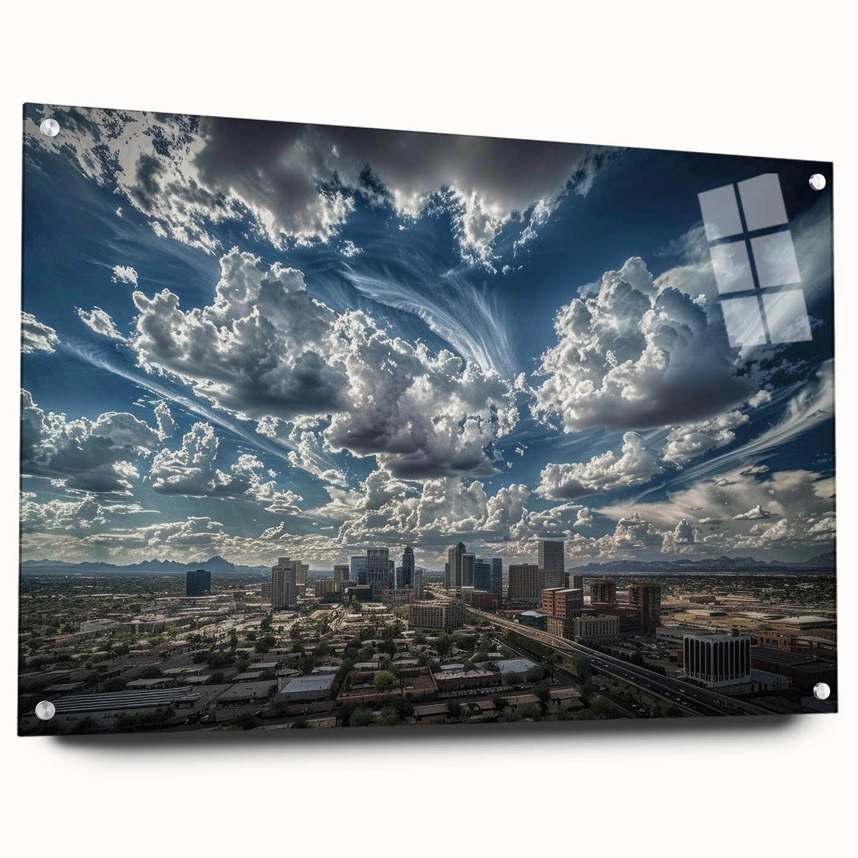 Large abstract wall art in vibrant orange and blue tones on canvas, ideal for enhancing a modern dining room ambiance.