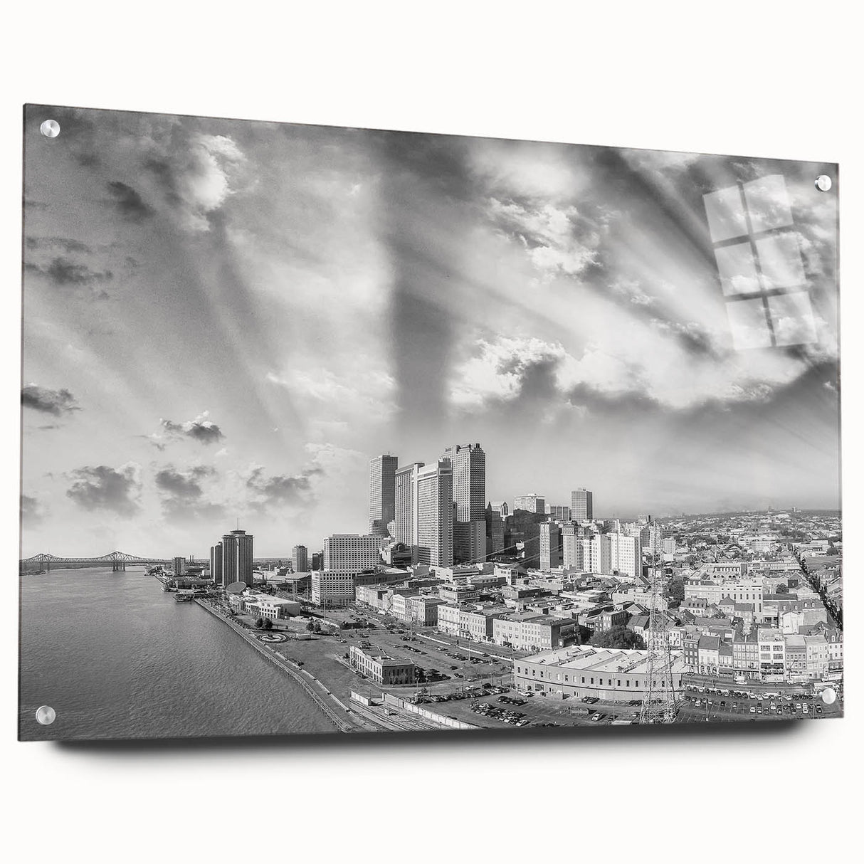 Large abstract wall art in muted gray and blue tones on canvas, ideal for modern bedroom or dining room decor.