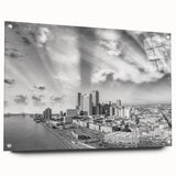 Large abstract wall art in muted gray and blue tones on canvas, ideal for modern bedroom or dining room decor.