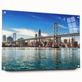 Large abstract wall art in vibrant blue and orange tones on canvas, ideal for modern bedroom or dining room decor.