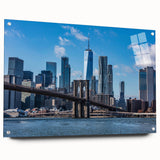 Large abstract wall art in blue and gray tones on canvas, suitable for bedroom or dining room decor.