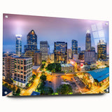 Large abstract wall art featuring swirling blue and gray tones on canvas, suitable for bedroom or dining room decor.