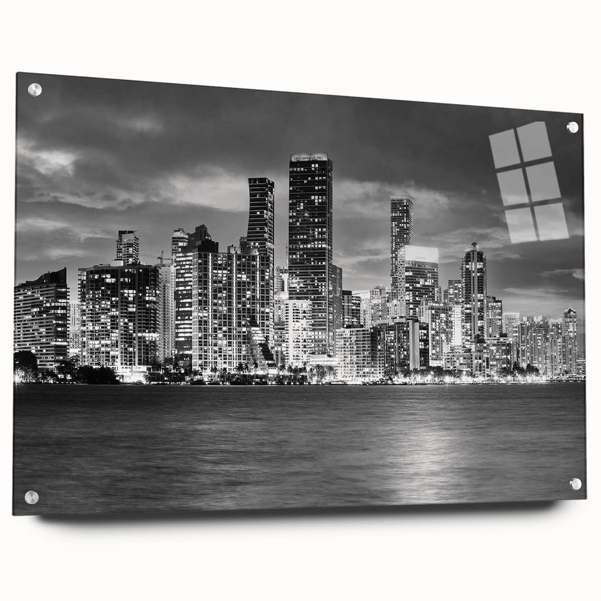 Large abstract wall art in muted grays and blues on canvas, ideal for modern bedroom or dining room ambiance.