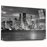 Large abstract wall art in muted grays and blues on canvas, ideal for modern bedroom or dining room ambiance.