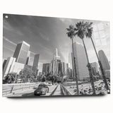 Large abstract wall art featuring swirling blue and gray hues on canvas, suitable for bedroom or dining room decor.